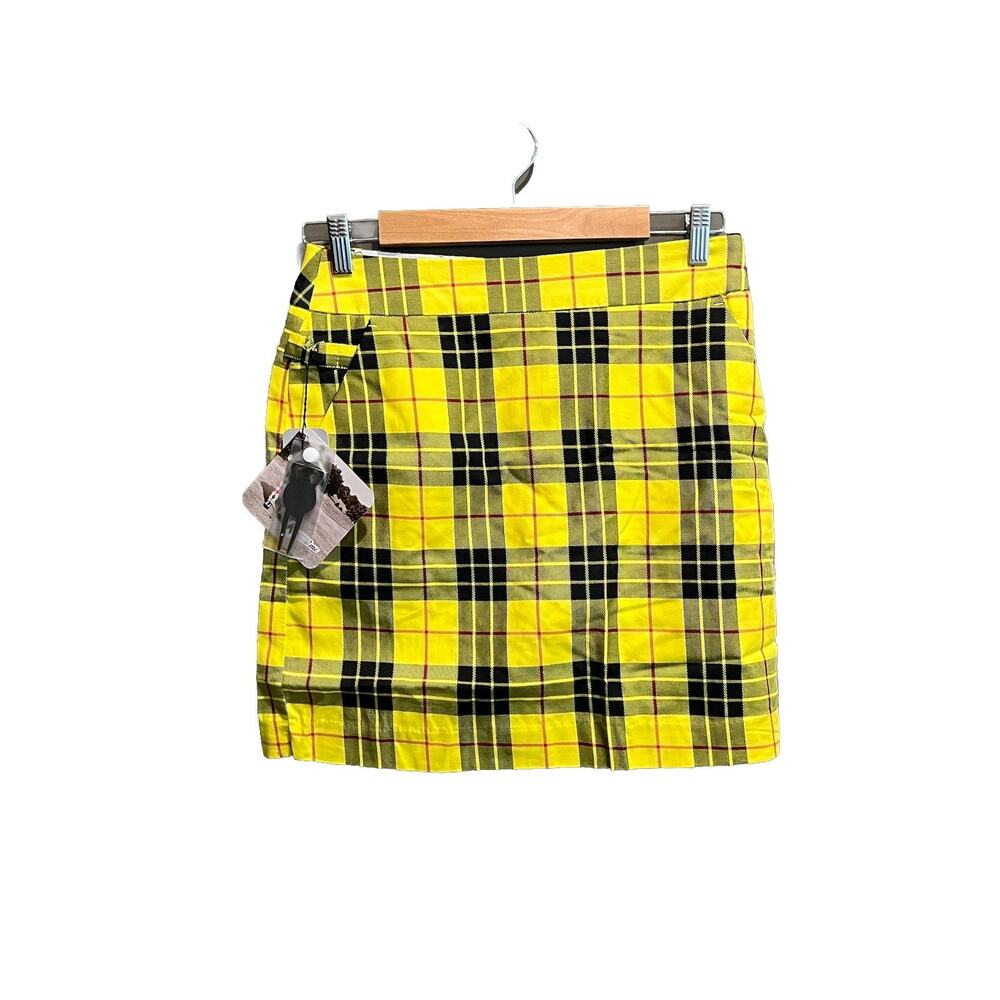 Royal & Awesome Yellow Loud MacLeod Tartan Women's Golf Skort Size 4